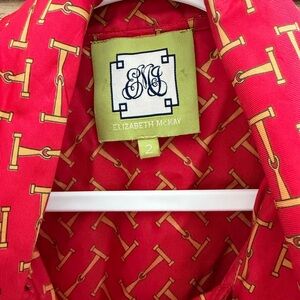 Elizabeth McKay Red and Gold Patterned Blouse